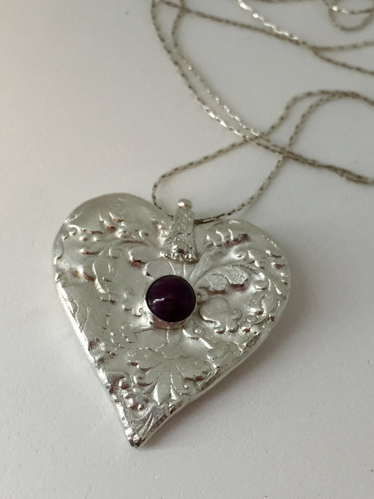 My heart is yours - fine silver and ruby