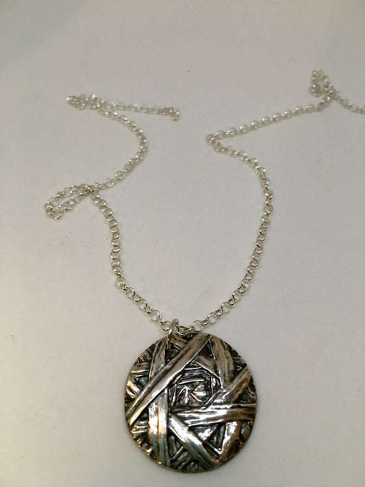Basket wave - fine silver pendant