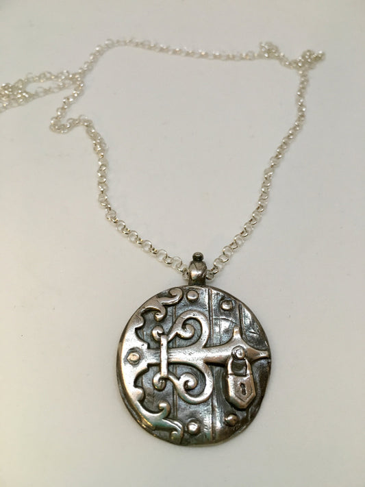 Locked away - fine silver pendant